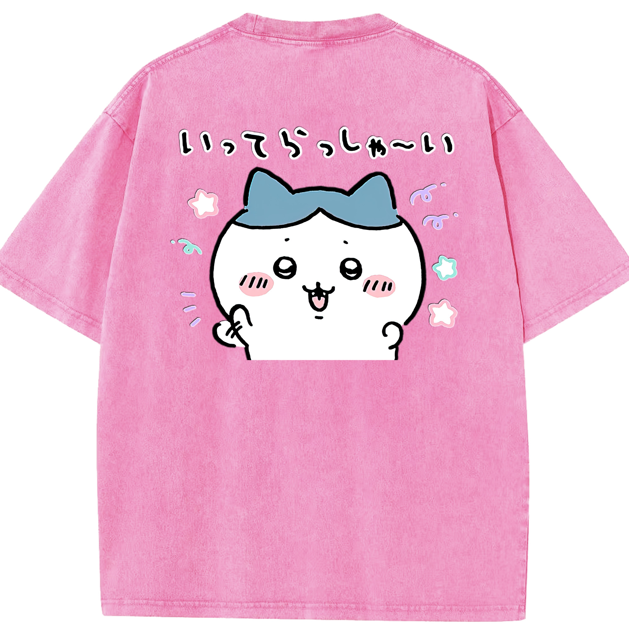 （画像用） ちいかわ ハチワレ Chii-kawa hachiware 綿100% ヴィンテージ風 半袖Tシャツ（背面プリント）